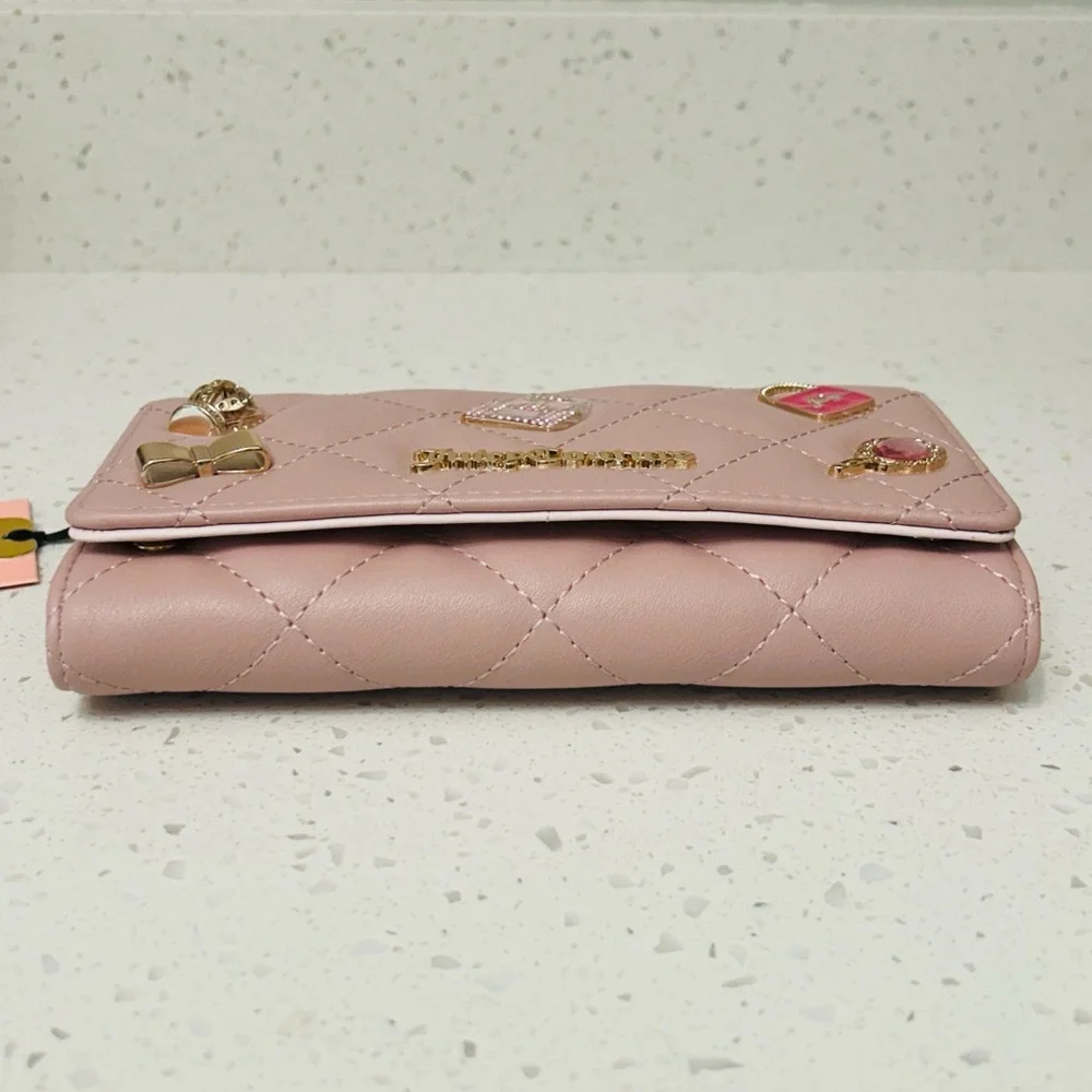 🆕💋 Juicy Couture Girls Only Quilted Flap Clutch Wallet Blush NWT